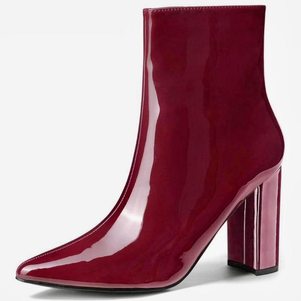 Allegra K Burgundy Ankle Boots